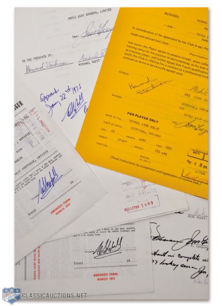 Toronto Maple Leafs 1970s Official NHL Contract and Document Collection of 5