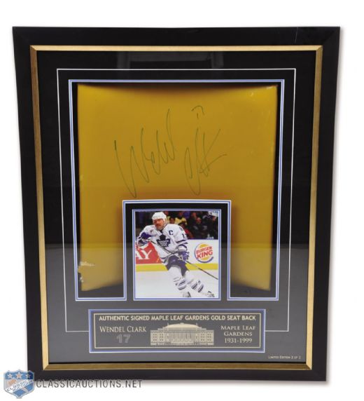 Wendel Clark Signed Maple Leaf Gardens Gold Back Seat Limited-Edition Framed Display (34" x 28")