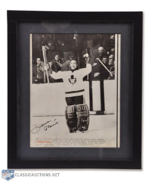 Deceased HOFer Jacques Plante Signed 1972 Toronto Maple Leafs Framed Photo
