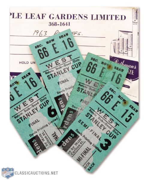 Toronto Maple Leafs 1963 Stanley Cup Playoffs / Finals Ticket Stubs (4) Including Cup-Winning Game