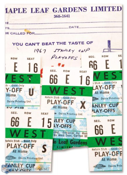 Toronto Maple Leafs 1967 Stanley Cup Playoffs / Finals Ticket Stubs (5) Including Cup-Winning Game