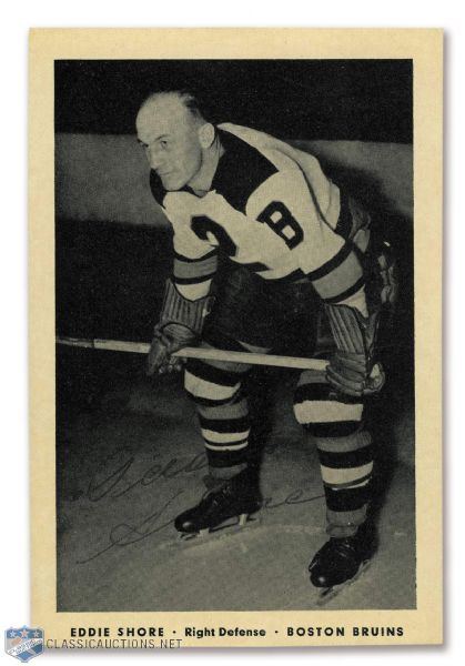 Deceased HOFer Eddie Shores 1938 Boston Bruins Vintage-Signed Picture with LOA from Family