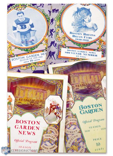 Boston Bruins 1928-33 Boston Garden Program Collection of 4