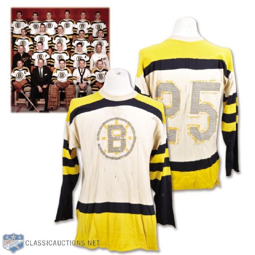 Al Nicholsons 1955-57 Boston Bruins Game-Worn Wool Jersey