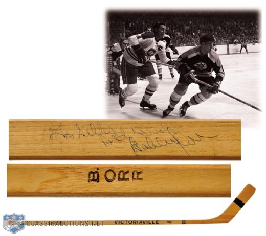 Bobby Orrs 1970-71 Boston Bruins Multi-Signed Game-Issued Stick