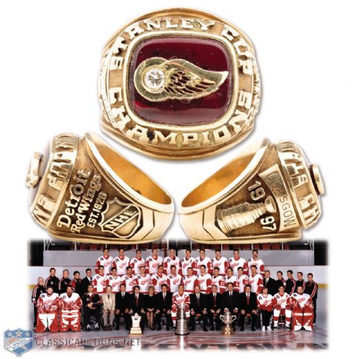 Detroit Red Wings 1996-97 Stanley Cup Championship 10K Gold and Diamond Ring