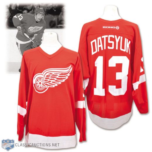 Pavel Datsyuks 2002-03 Detroit Red Wings Game-Worn Playoffs Jersey with LOA