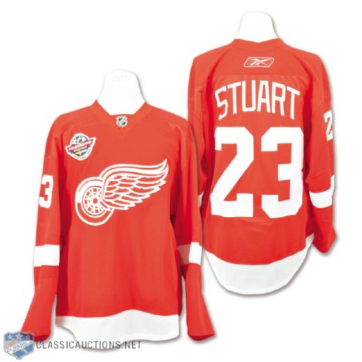 Brad Stuarts 2009-10 Detroit Red Wings Game-Worn "NHL Premiere Stockholm" Jersey with LOA