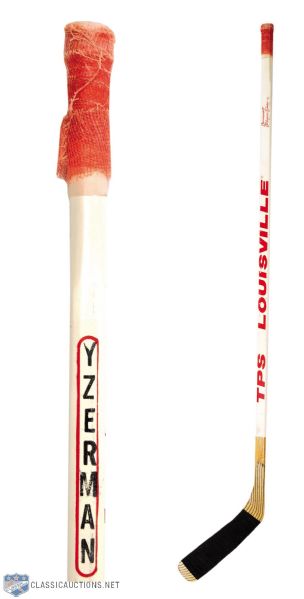 Steve Yzermans Late-1980s Detroit Red Wings Game-Used Lousville TPS Stick