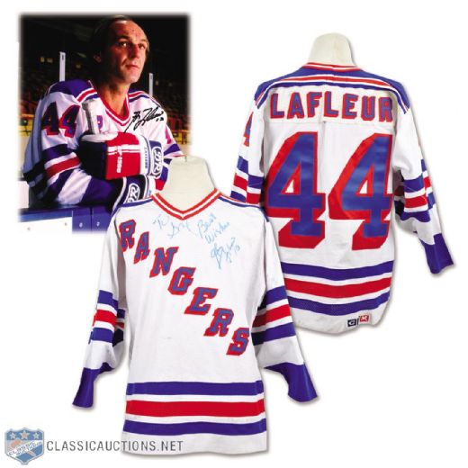 Guy Lafleurs 1988-89 New York Rangers Game-Worn Pre-Season Jersey