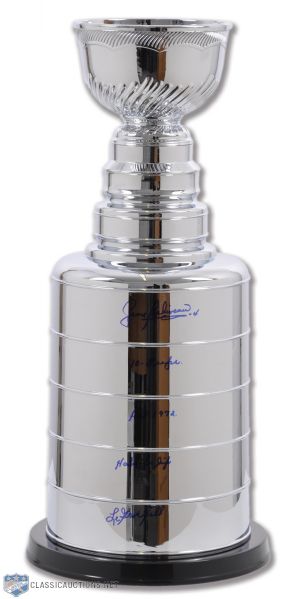 Huge Stanley Cup Replica Autographed by HOFer Jean Beliveau with Special Inscriptions