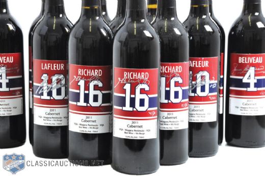 Cournoyer, Lafleur, Richard and Beliveau Signed Limited-Edition Wine Bottle Collection of 12