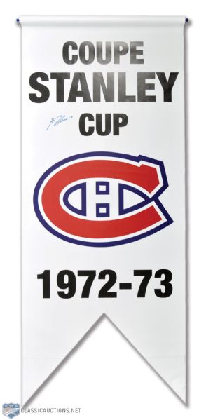 Guy Lafleur Signed 1972-73 Montreal Canadiens Stanley Cup Banner (20 1/2" x 49")