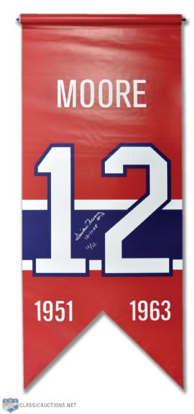Dickie Moore Signed Montreal Canadiens Jersey Retirement Banner (20 1/2" x 48")
