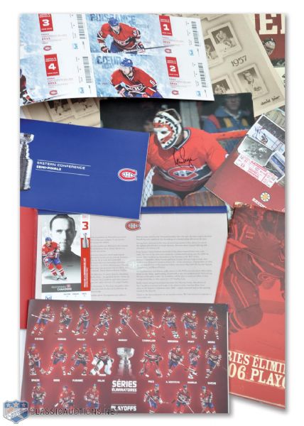 Montreal Canadiens Collection with Signed Ken Dryden Picture (10" x 14")