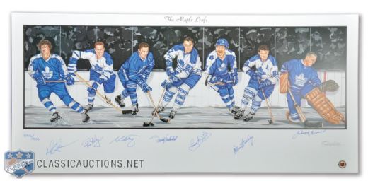 Toronto Maple Leafs Limited-Edition Lithograph Autographed by 7 HOFers (18" x 39")