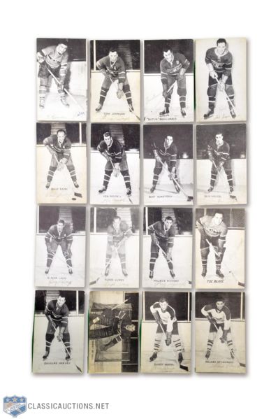 1948-52 Canadian Hockey Exhibit Card Collection of 38 and 8 Postcards