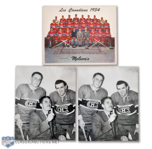 Montreal Canadiens 1950s-1970s Memorabilia, Puck, Photo and Postcard Collection of 59
