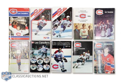Montreal Canadiens 1975-76 to 1984-85 Media Guide Collection of 10