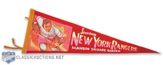 Vintage 1950s New York Rangers / Madison Square Garden Pennant