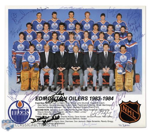 Edmonton Oilers 1983-84 Stanley Cup Champions Team-Signed Picture by 23 with Gretzky and Messier