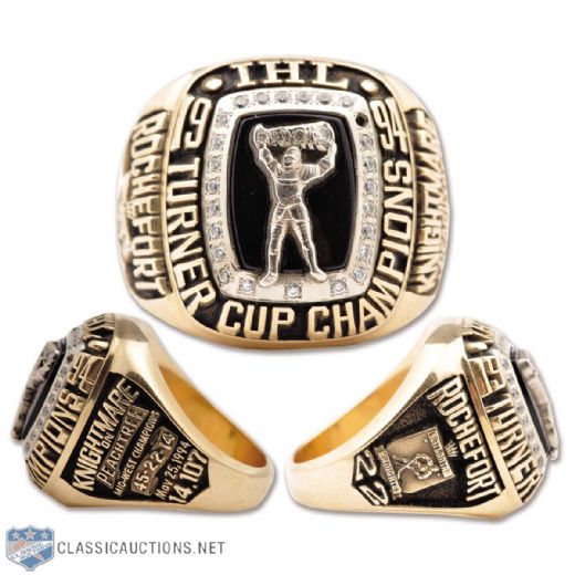 Normand Rocheforts 1993-94 IHL Atlanta Knights Turner Cup Championship 10K Gold and Diamond Ring