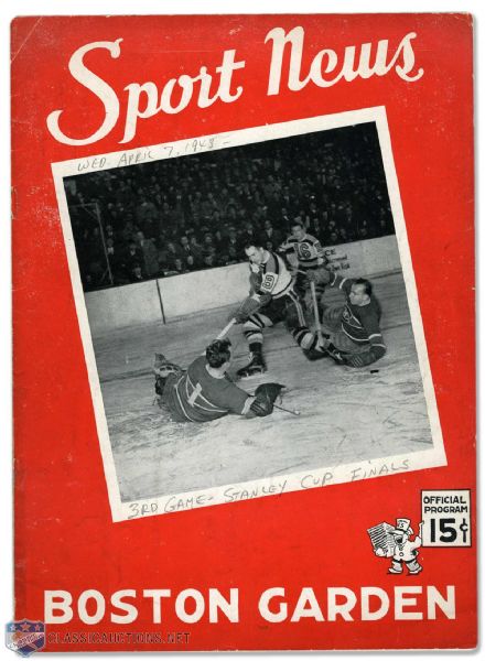 1943 Stanley Cup Finals Program - Boston Bruins vs Detroit Red Wings