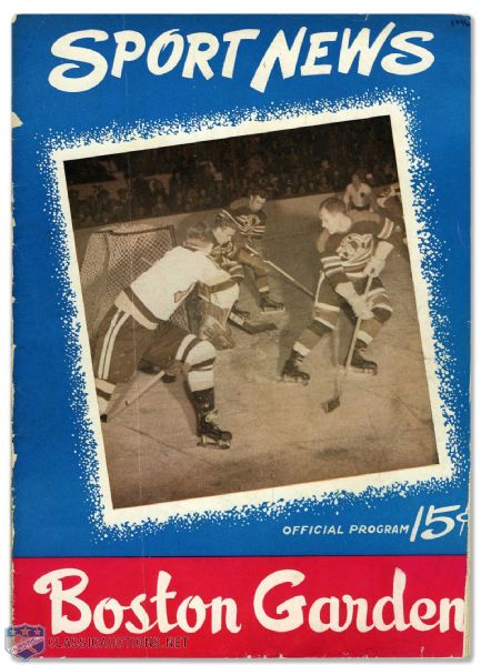 1946 Stanley Cup Finals Program - Boston Bruins vs Montreal Canadiens