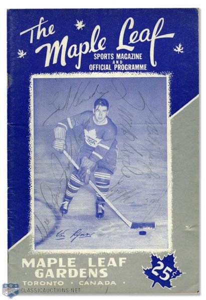 1949 Stanley Cup Finals Multi-Signed Program - Toronto Maple Leafs vs Detroit Red Wings - Cup-Clinching Game!