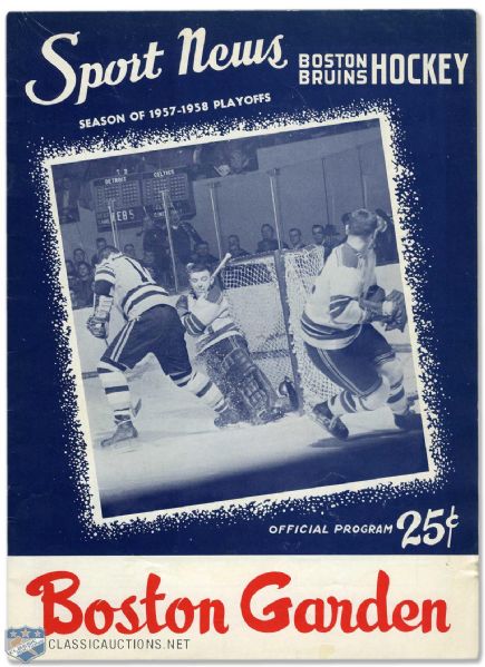 1958 Stanley Cup Finals Program - Boston Bruins vs Montreal Canadiens