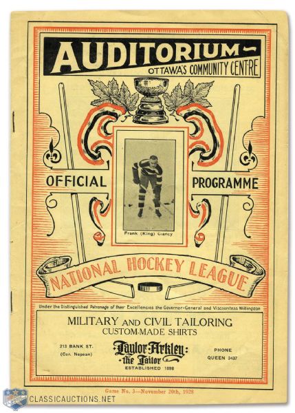 Ottawa Auditorium 1928-29 Program- Ottawa Senators vs Toronto Maple Leafs