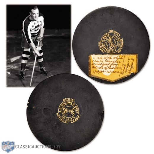 Charlie Conachers January 19th 1939 Spalding Goal Puck - Scored from Outside of Blue Line!