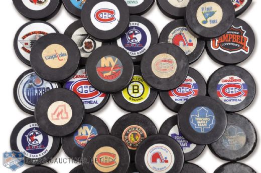 Converse, Viceroy and Others NHL Game Puck Collection of 37