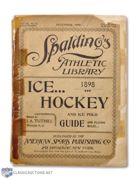 Scarce 1898 Spaldings Ice Hockey / Ice Polo Guide