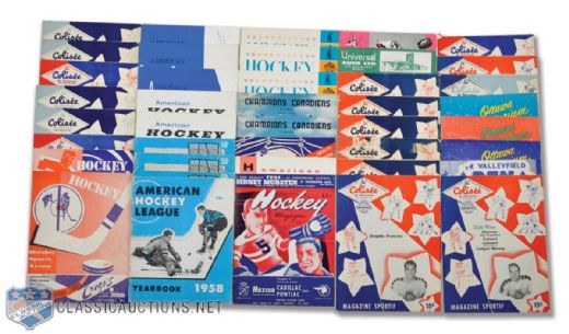 1930s-1960s AHL and QSHL Hockey Program, Yearbook and More Collection of 52