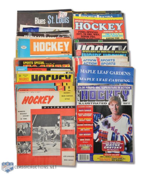 1960s to 2000s Hockey Magazine and Program Collection of 110+ Plus 41 Sports Paperbacks