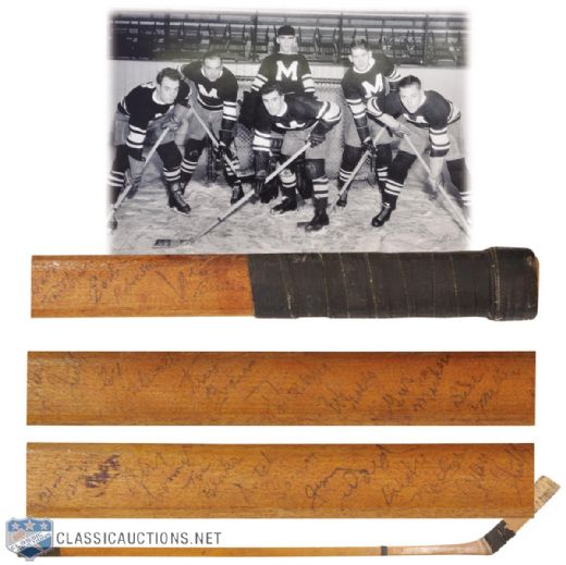 Hooley Smiths 1934-35 Stanley Cup Champions Montreal Maroons Game-Used Team-Signed Stick