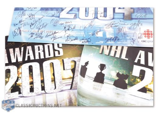 NHL Awards 2004, 2006 and 2007 Multi-Signed Posters with 85+ Signatures - Gretzky! - Crosby!
