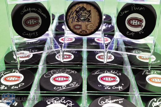 Montreal Canadiens Post-1980 Signed Puck Collection of 27 with COAs