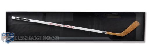 Limited-Edition 500-Goal Scorer Stick Signed by 15 Including Howe, Beliveau, and Hull