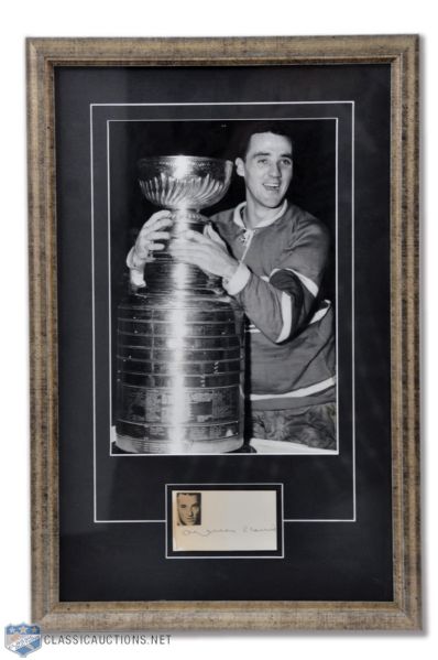 Deceased HOFer Jacques Plante Signed Montreal Canadiens Framed Montage (13 1/2" x 20 1/2")