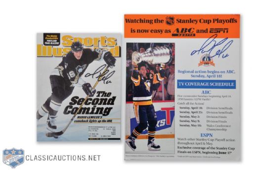 Mario Lemieux Signed 1993 ESPN Stanley Cup Display and 2001 Sports Illustrated