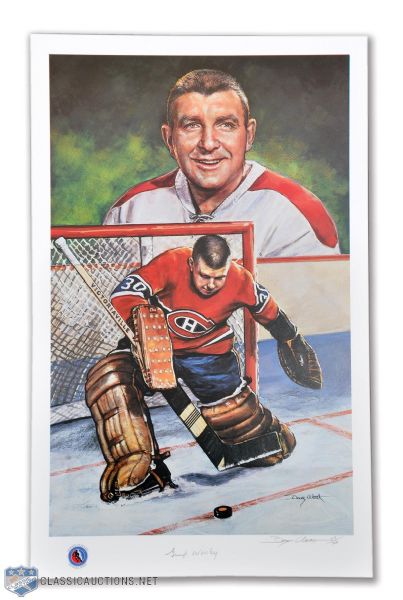 Gump Worsley Signed Limited-Edition Hockey Hall of Fame Art Print by Doug West (12 1/2" x 20")