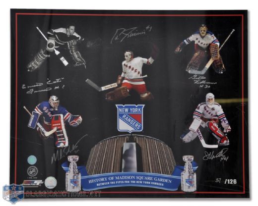 New York Rangers Signed Goalies Limited-Edition Signed Print (16" x 20") and 1992 Uncut Draft Picks Sheet (37" x 26 1/2")