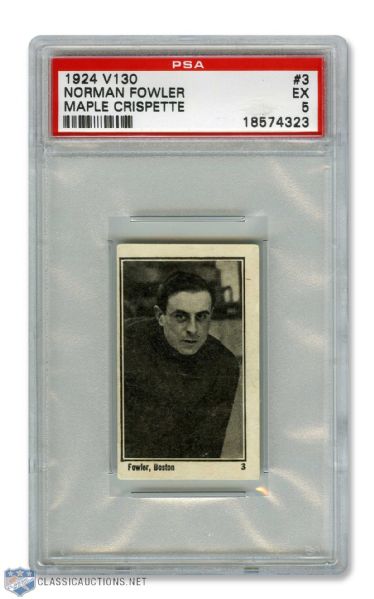 1924-25 Maple Crispette V130 Hockey Card #3 Norman "Heck" Fowler RC - Graded PSA 5 - Highest Graded!