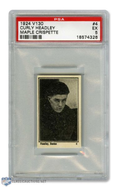 1924-25 Maple Crispette V130  Hockey Card #4 Fred "Curly" Headley RC - Graded PSA 5