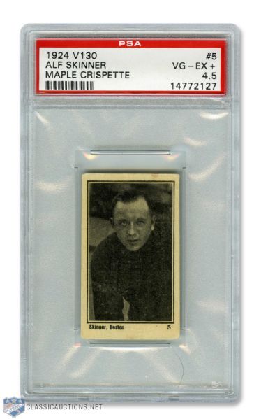 1924-25 Maple Crispette V130  Hockey Card #5 Alfred "Dutch" Skinner RC - Graded PSA 4.5