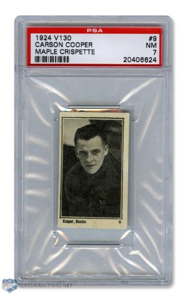 1924-25 Maple Crispette V130  Hockey Card #9 Carson "Shovel Shot" Cooper RC - Graded PSA 7 - Highest Graded!