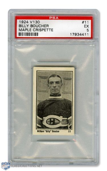 1924-25 Maple Crispette V130  Hockey Card #11 William "Billy" Boucher - Graded PSA 5 - Highest Graded!