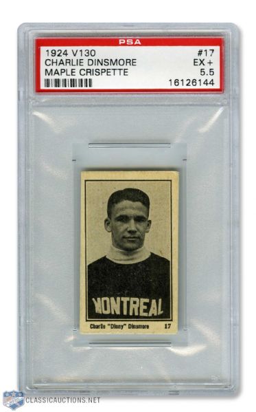 1924-25 Maple Crispette V130 Hockey Card #17 Charlie "Dinny" Dinsmore RC - Graded PSA 5.5